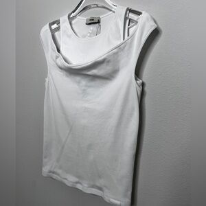 GMBH Off-Shoulder White Ribbed Top Mens Sz XL